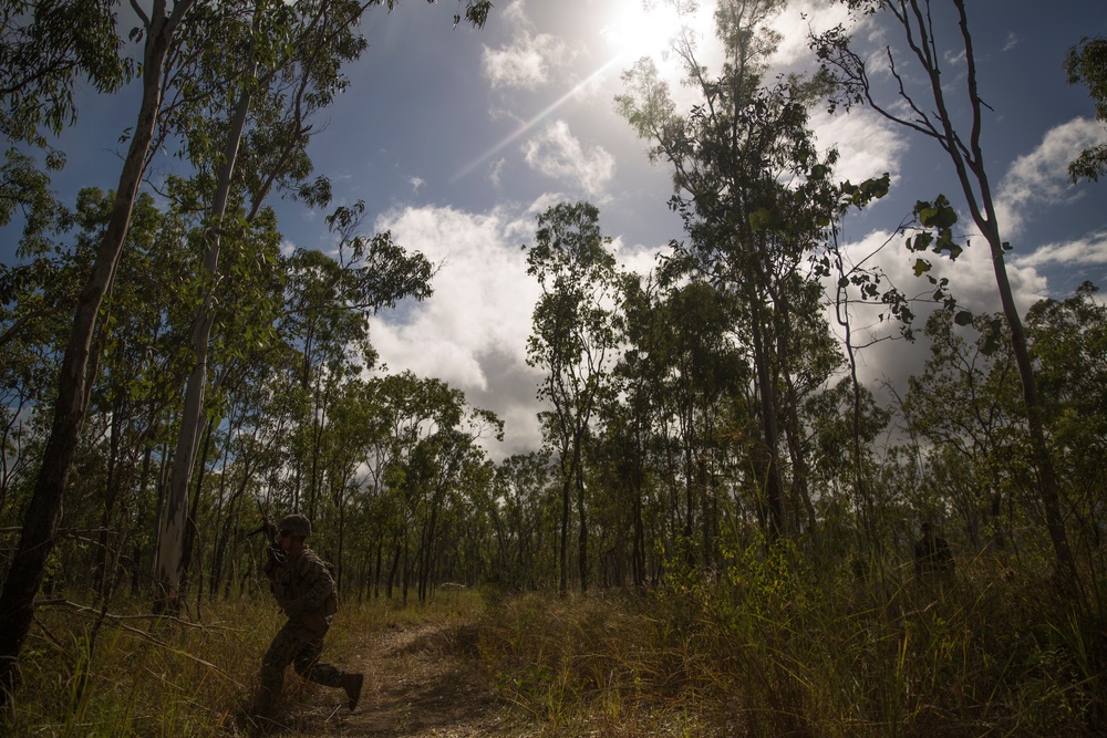 U.S. Marines conduct a squad attack