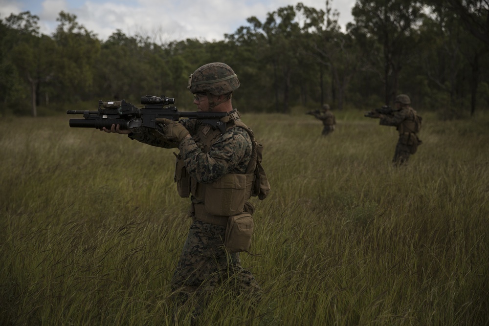 U.S. Marines conduct a squad attack