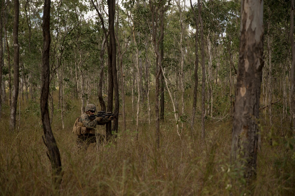 U.S. Marines conduct a squad attack