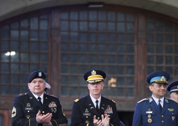 U.S. Soldiers march in Romanian parade