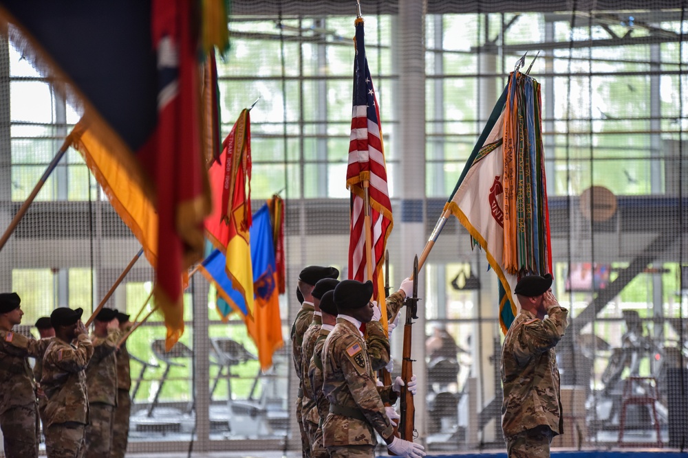 Soldiers salute during Retreat