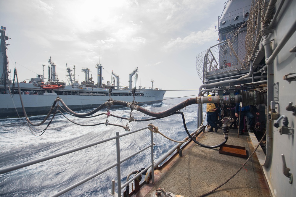 USS Leyte Gulf Conducts Replenishment-At-Sea