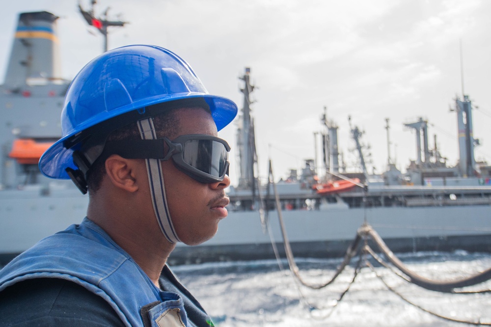 USS Leyte Gulf Conducts Replenishment-At-Sea