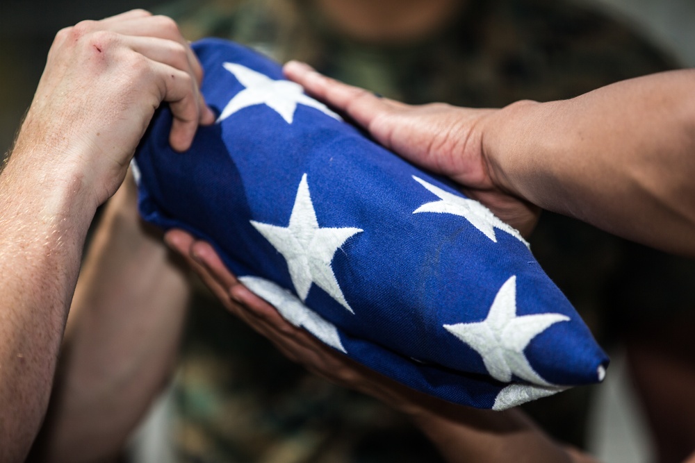 U.S. Marines conduct honor guard practice