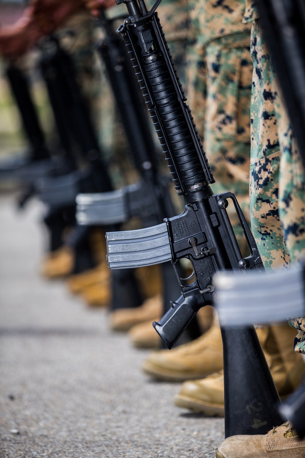 U.S. Marines conduct honor guard practice