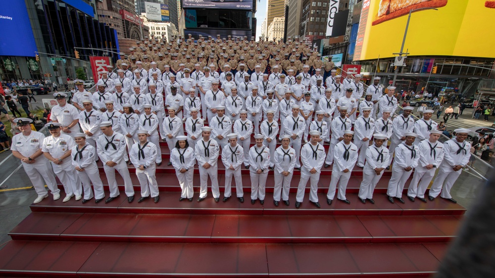 Fleet Week Iconic Photo at the Times Square Red Steps