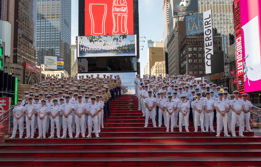 Fleet Week Iconic Photo at the Times Square Red Steps