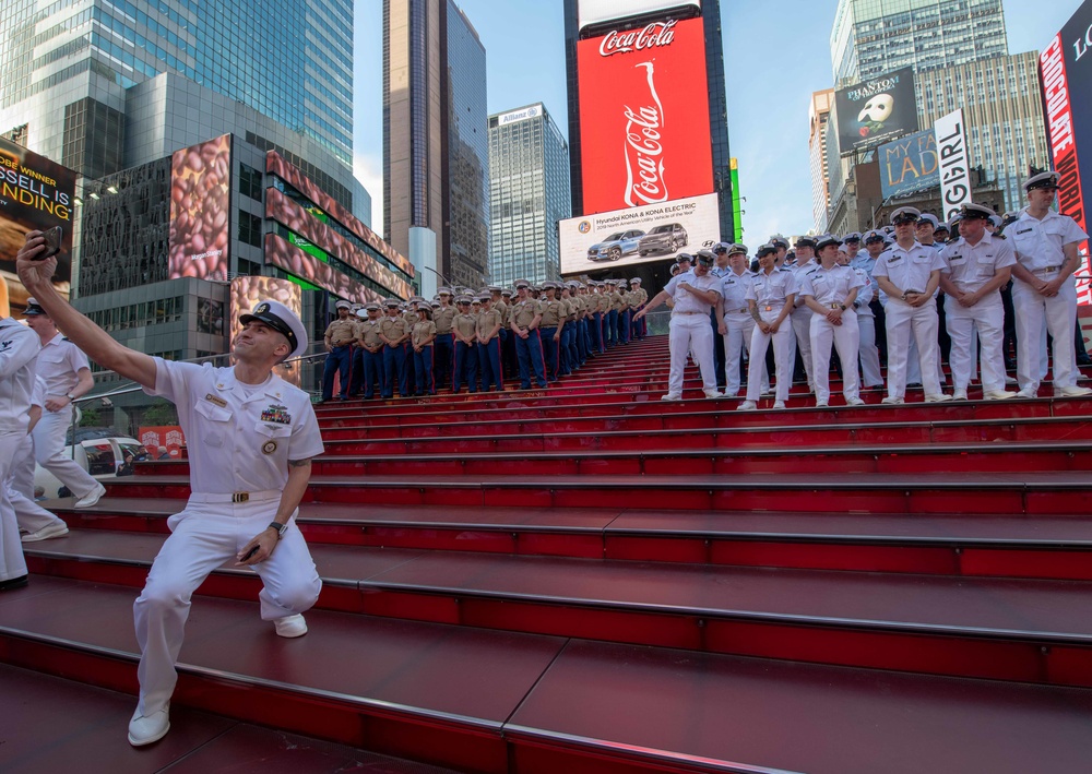 Fleet Week Iconic Photo at the Times Square Red Steps