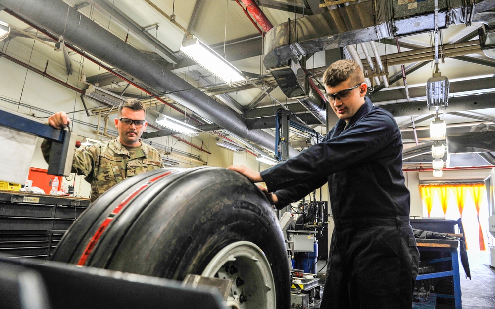 18th EMS Airmen take care of Kadena Aircraft's tires