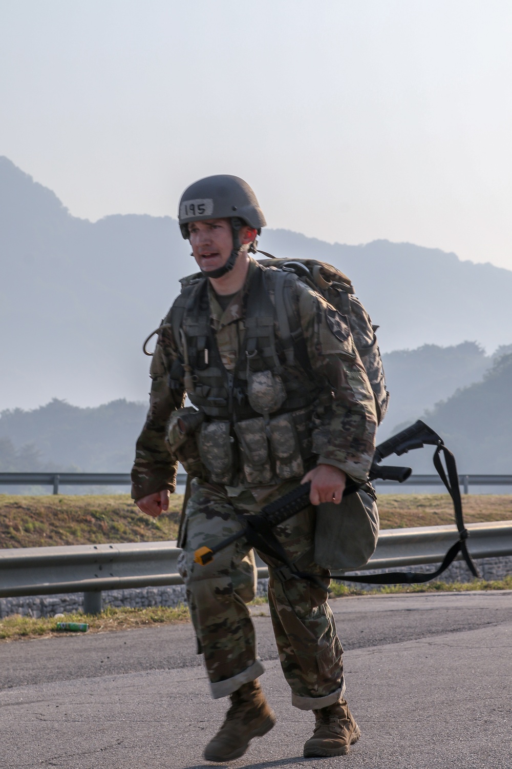 Candidate finishes Expert Field Medical Badge ruck march