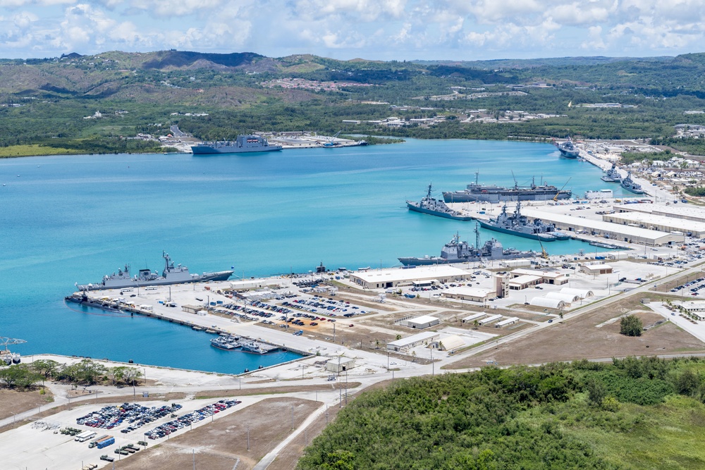 Pacific Vanguard participants moored in Apra Harbor, Guam