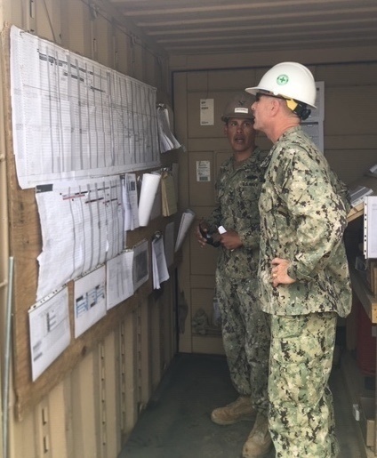 NMCB 133 Crew leader Updates Commodore C. Geertsema on Progress in Poland