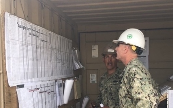 NMCB 133 Crew leader Updates Commodore C. Geertsema on Progress in Poland