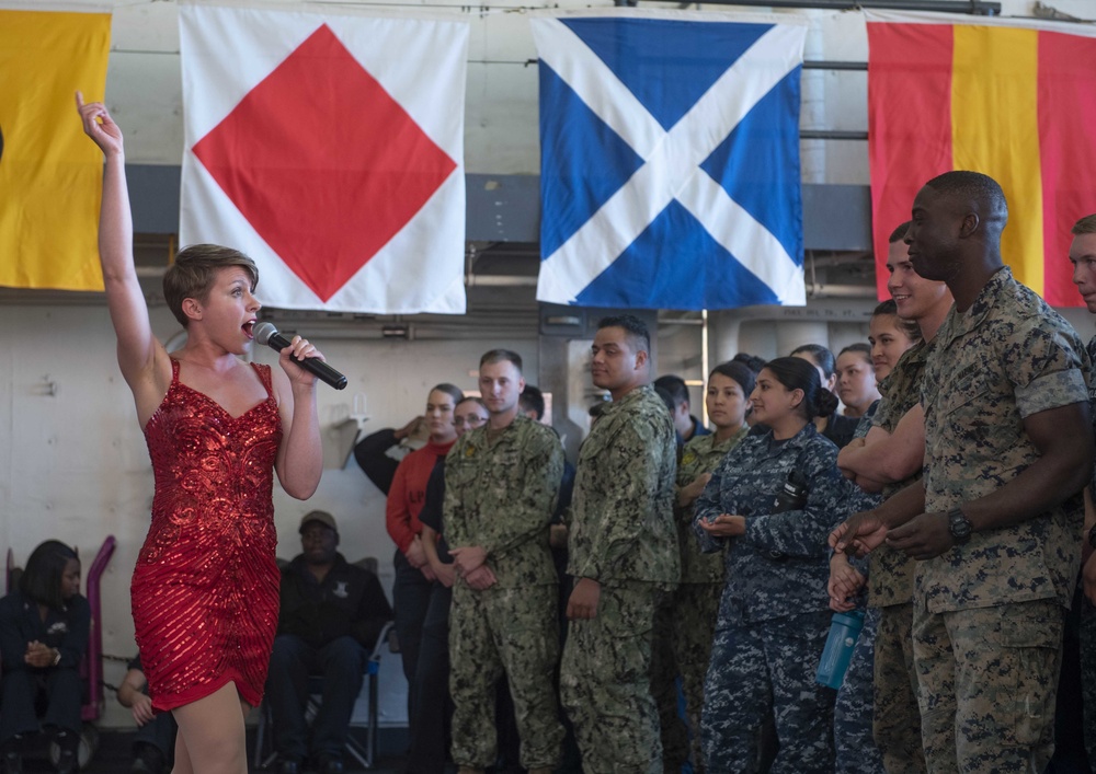 USO Show Troupe Performs For USS New York