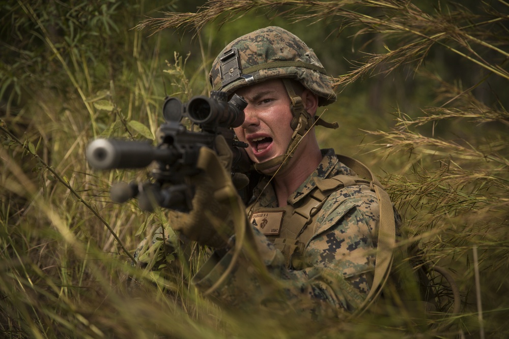 U.S. Marines conduct a platoon attack