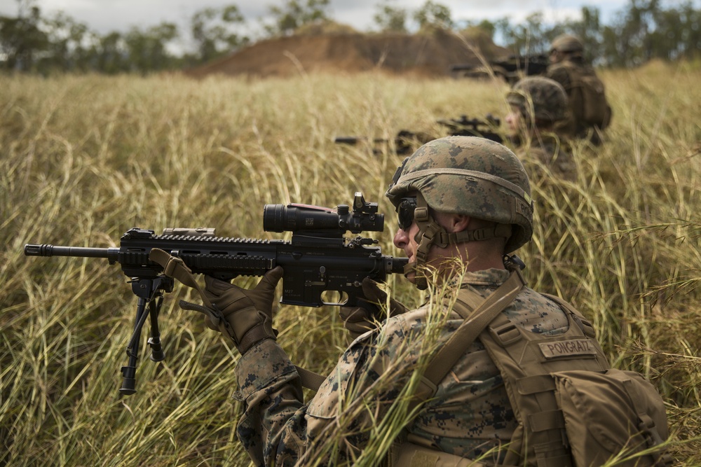 U.S. Marines conduct a platoon attack