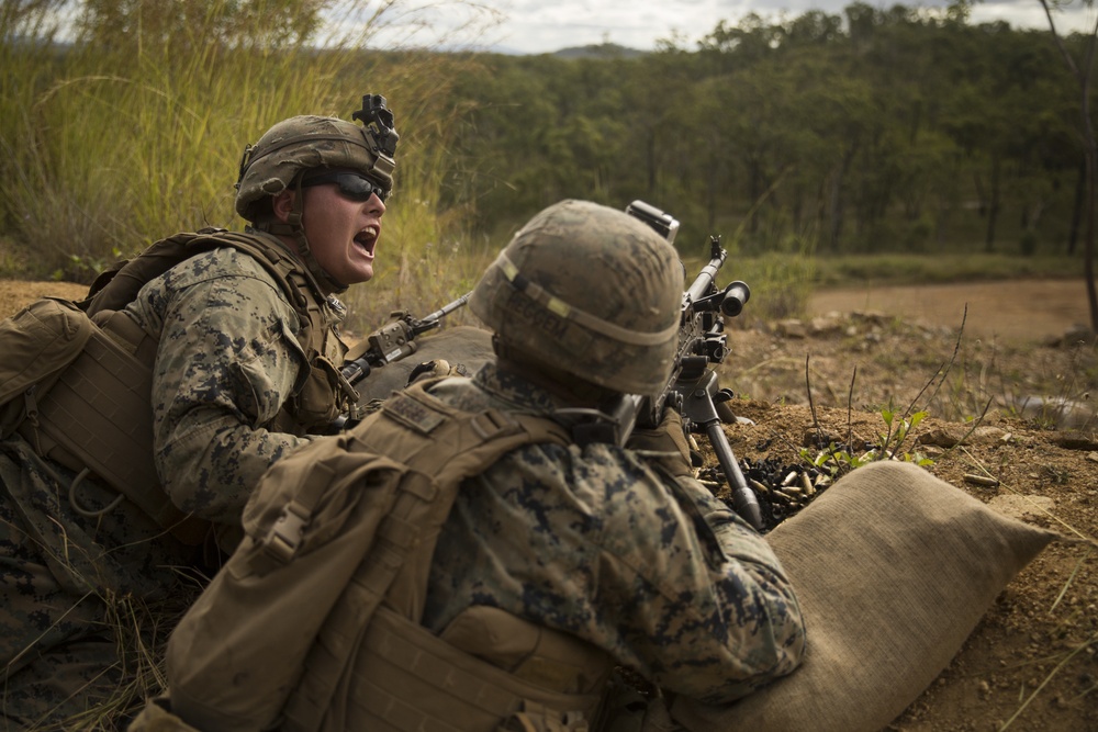 U.S. Marines conduct a platoon attack