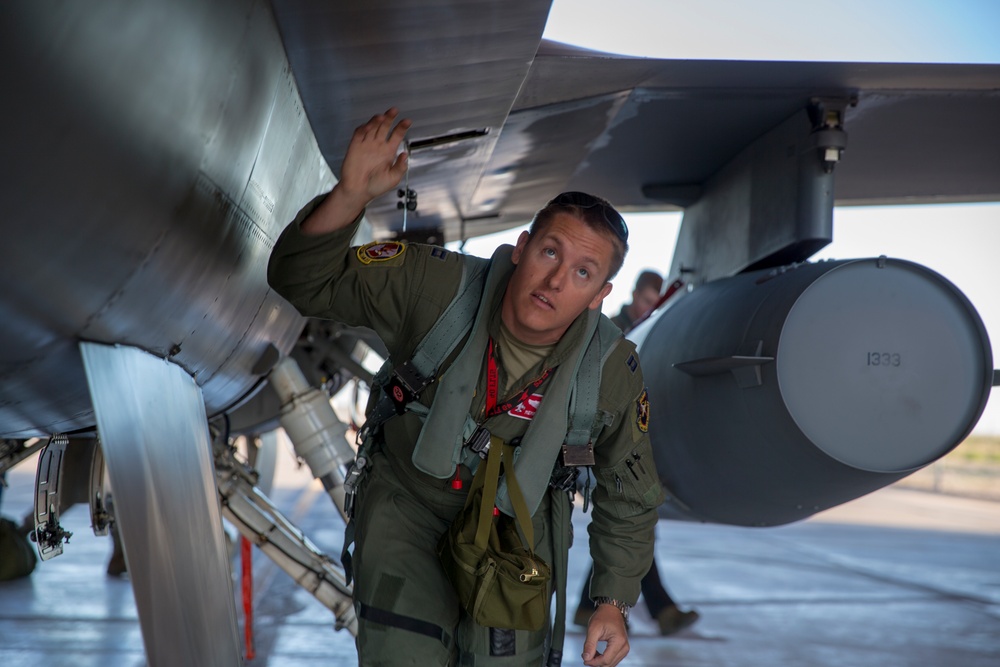 Capt. Bell Preflights his F-16