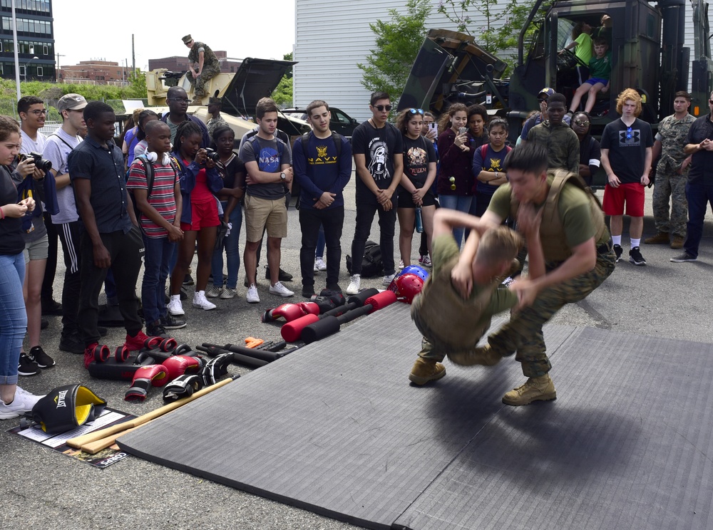 Marines demonstrate fighting technique as part of Fleet Week.