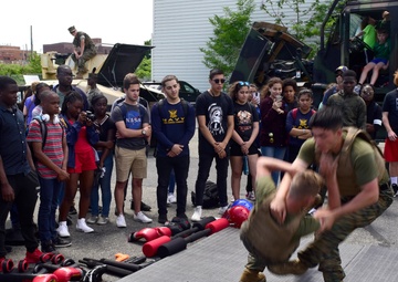 Marines demonstrate fighting technique as part of Fleet Week.