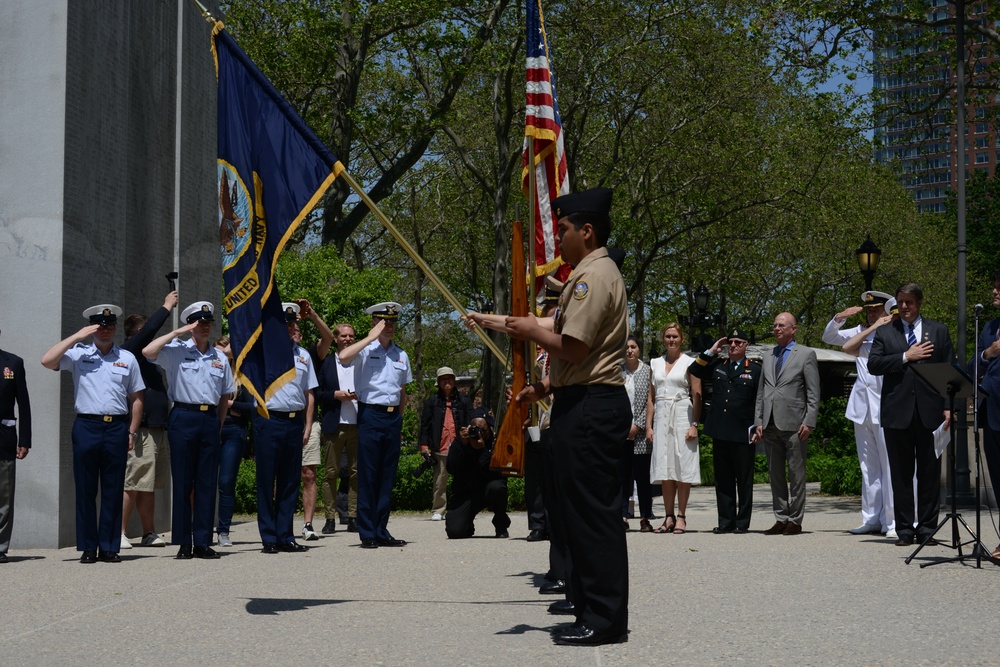 Members of the Coast Guard attend “They Turned the Tide” ceremony during Fleet Week New York 2019