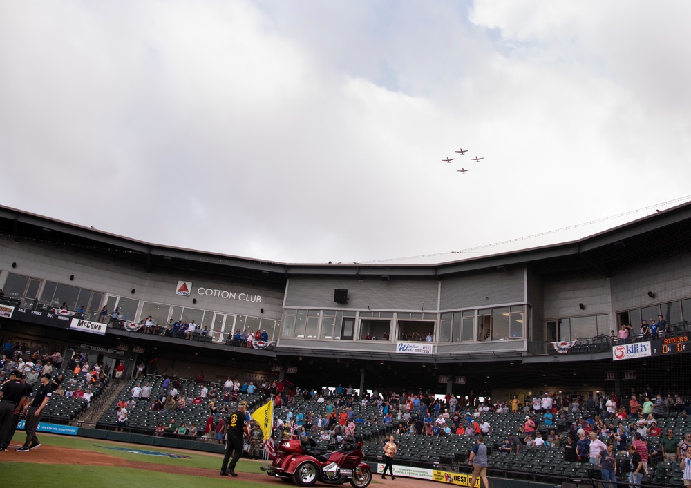 Training Squadron 28 Conducts Military Appreciation Day Flyover at Corpus Christi Hooks Baseball Game