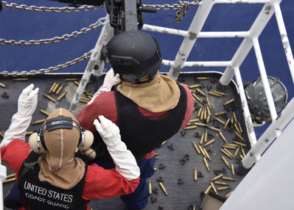 Coast Guard Cutter Thetis conducts gun exercise in Mid-Atlantic Ocean