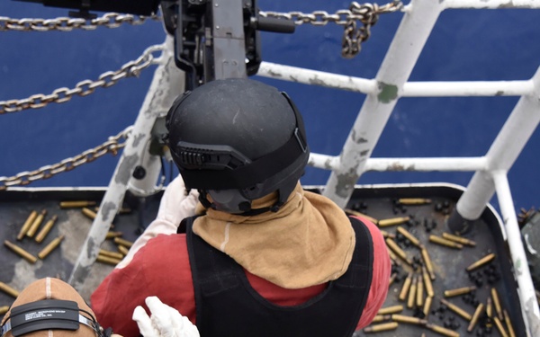Coast Guard Cutter Thetis conducts gun exercise in Mid-Atlantic Ocean