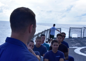 Coast Guard Cutter Thetis conducts divine services in the Mid-Atlantic Ocean