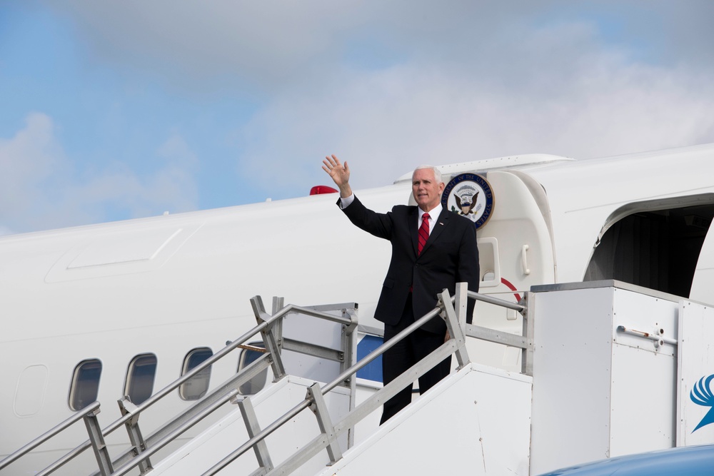 Vice President Mike Pence stops in Stewart Air National Guard base