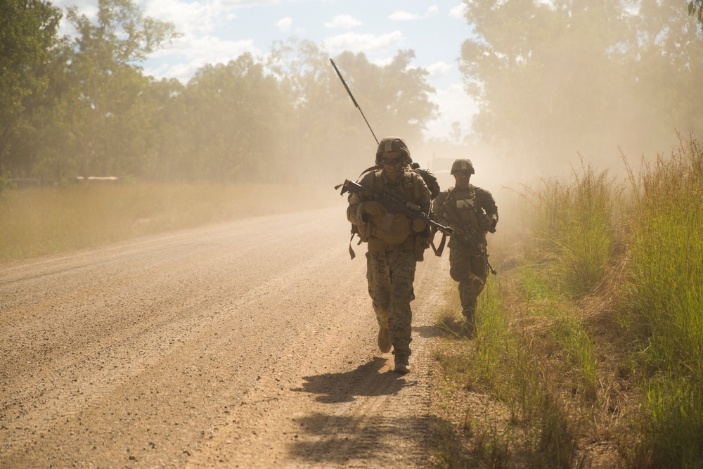 U.S. Marines convoy to a landing zone