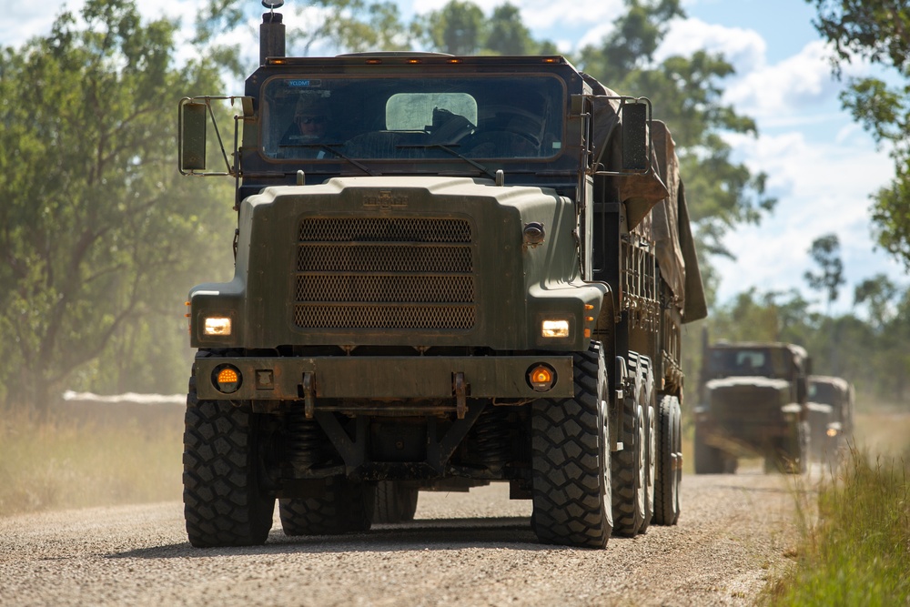 U.S. Marines convoy to a landing zone