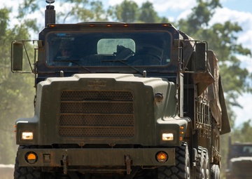 U.S. Marines convoy to a landing zone