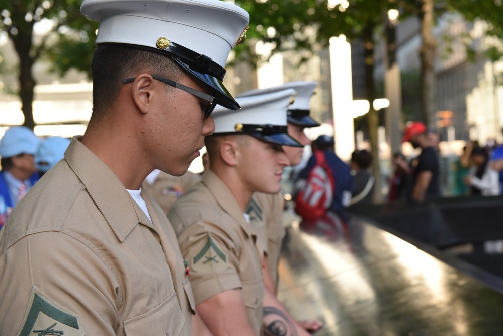 U.S. Marines Share a Meal with New York Firefighters