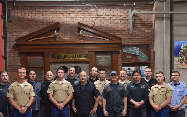 U.S Marines Share A Meal With New York Firefighters