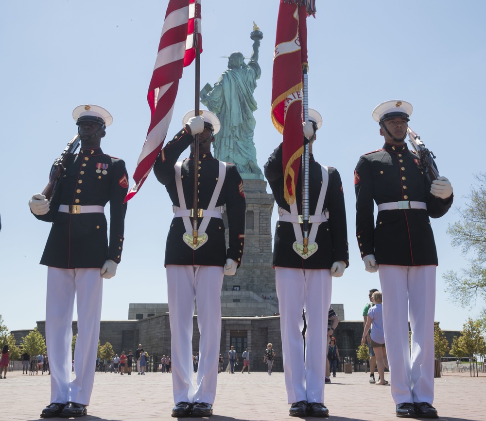 Marine Corps Silent Drill Team at Liberty Island