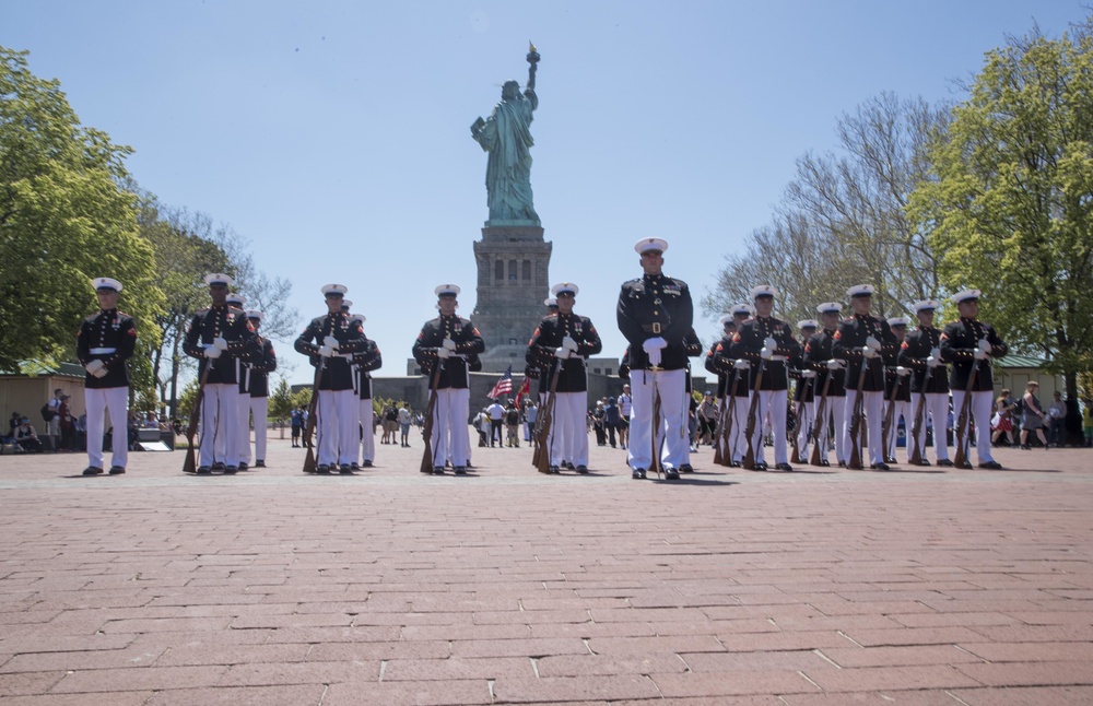 Marine Corps Silent Drill Team at Liberty Island