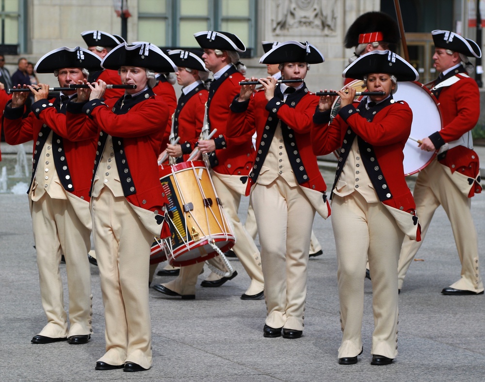 The United States Army Old Guard Fife and Drum Corps performed at Chicago Memorial Day