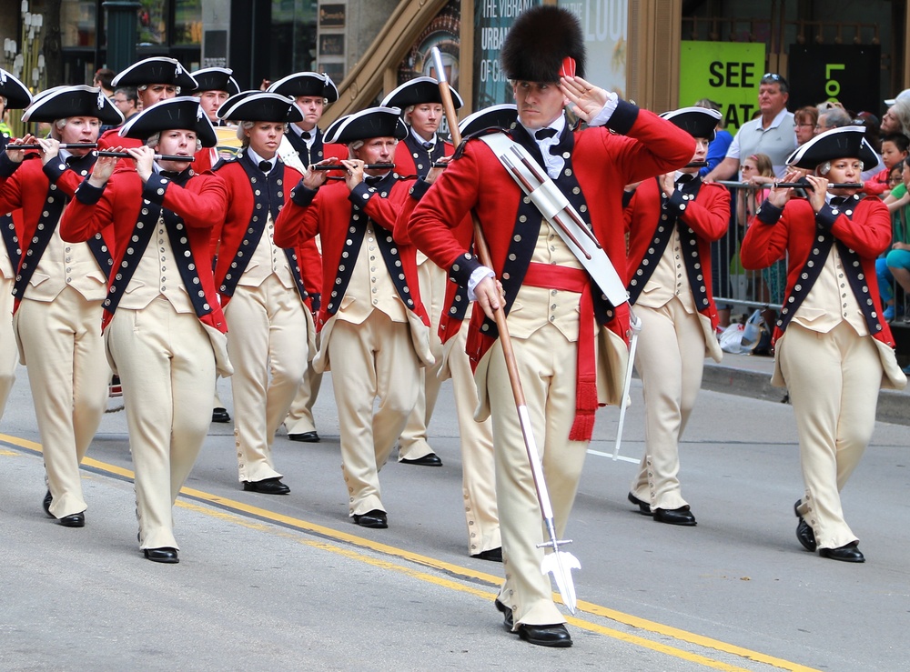 The United States Army Old Guard Fife and Drum Corps participated in the Chicago Memorial Day Parade