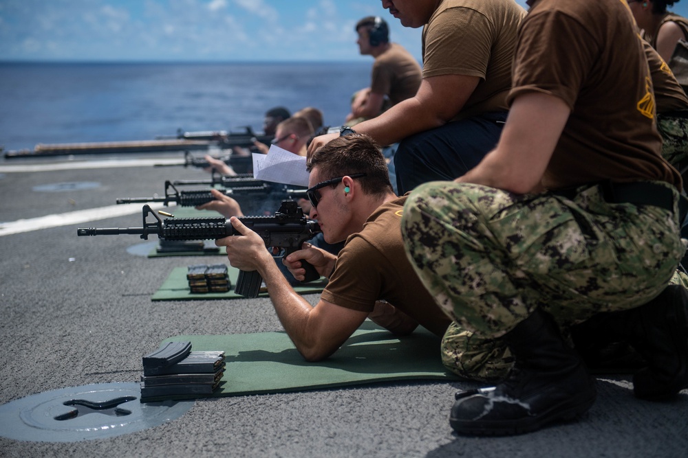 USS Harpers Ferry Conducts Gun Shoot