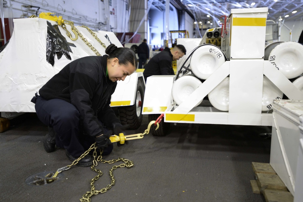 Nimitz Sailor Secures Equipment