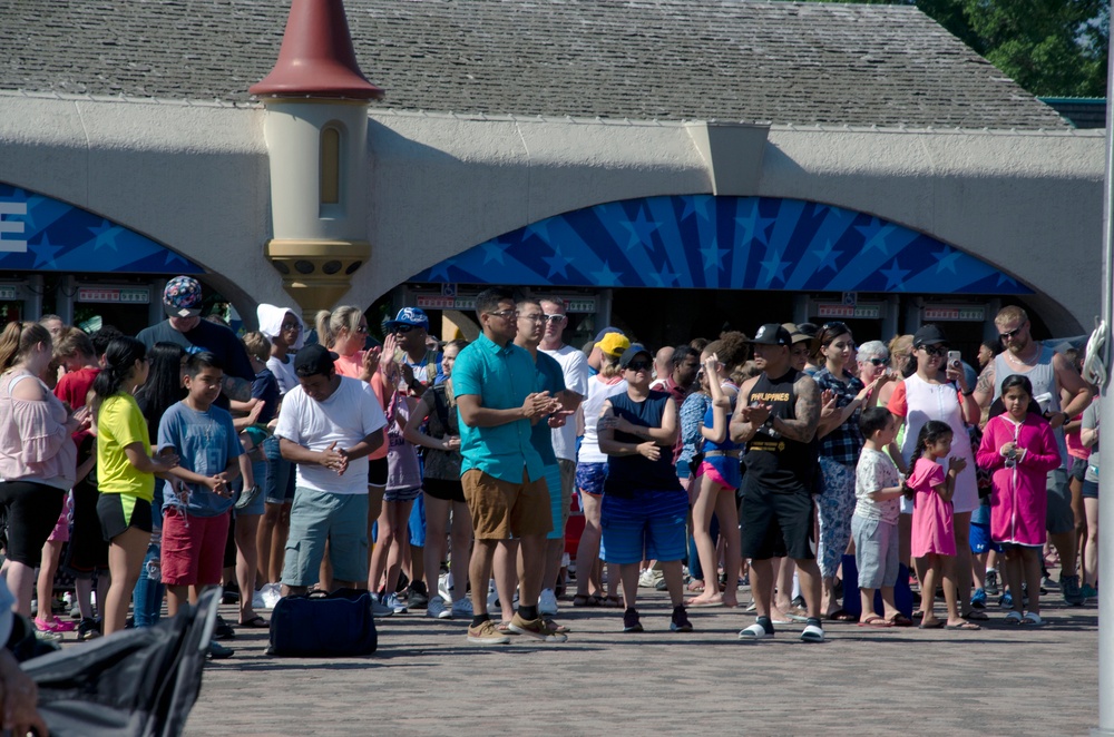 Crowd Watches 380th Army Band