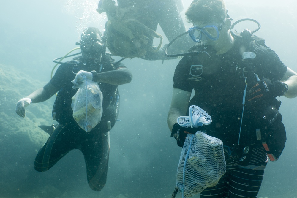 Okinawa divers clean the ocean floor at North Steps