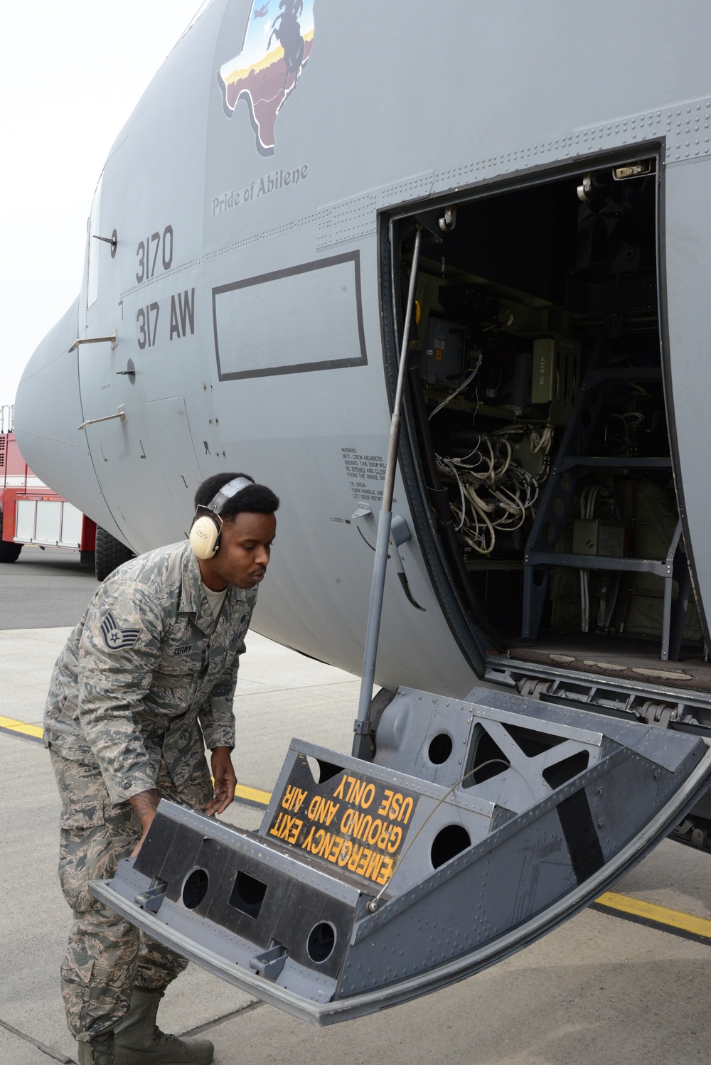 424th Air Base Squadron emergency situation exercise in C 130J Super Hercules Aircraft