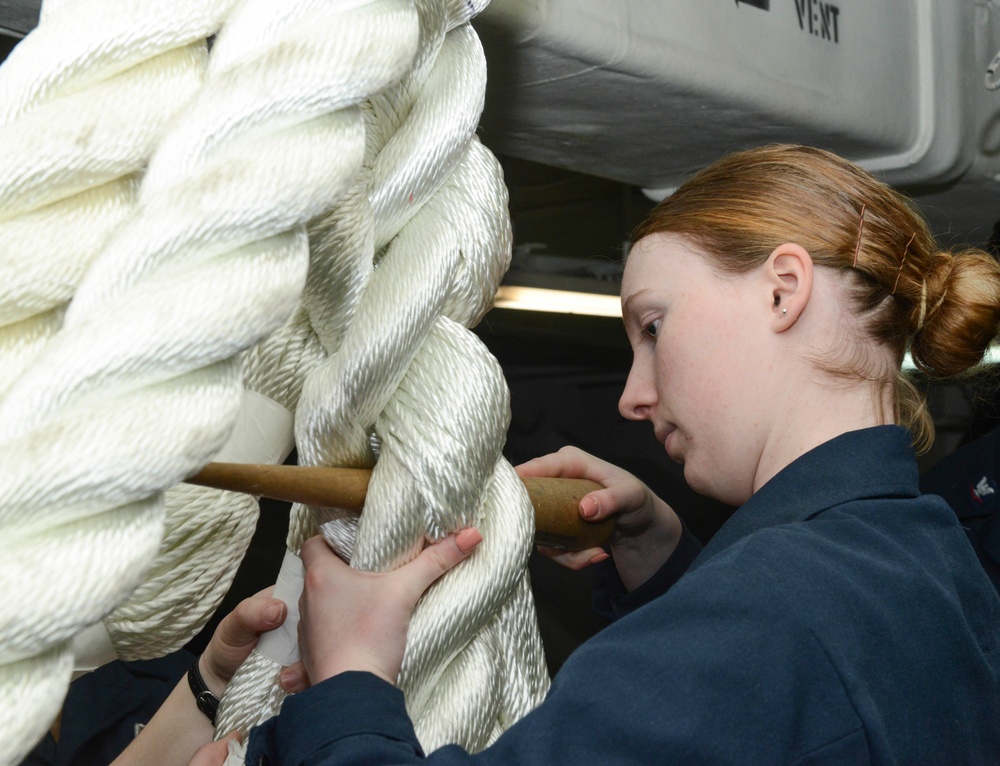 Nimitz Sailor Splices Mooring Line