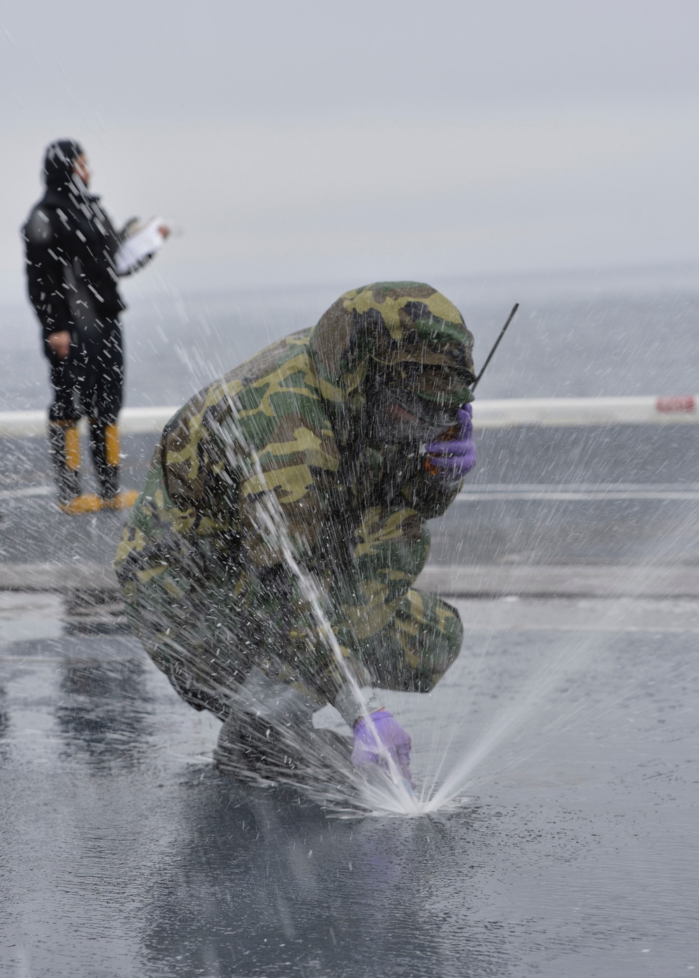 Nimitz Conducts Maintenance On Counter-Measure Washdown System