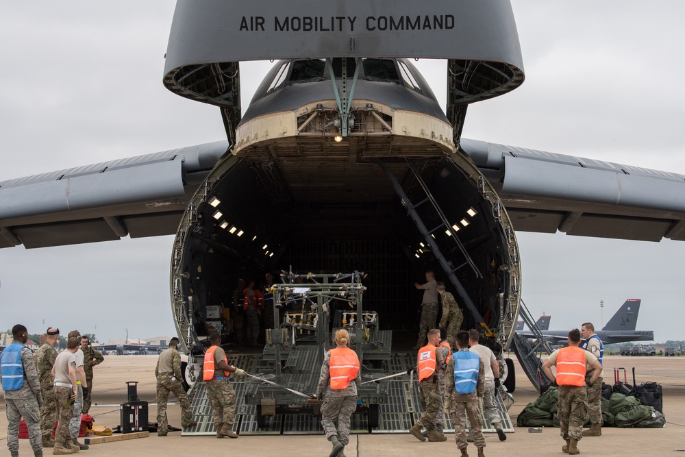 A C-5M Super Galaxy arrives at Barksdale