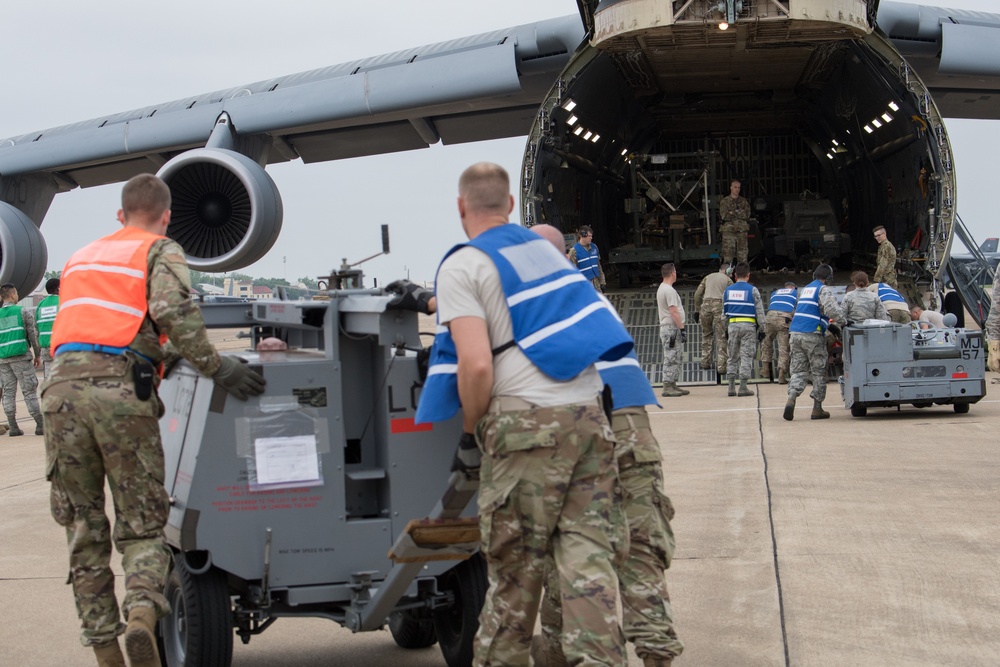 A C-5M Super Galaxy arrives at Barksdale