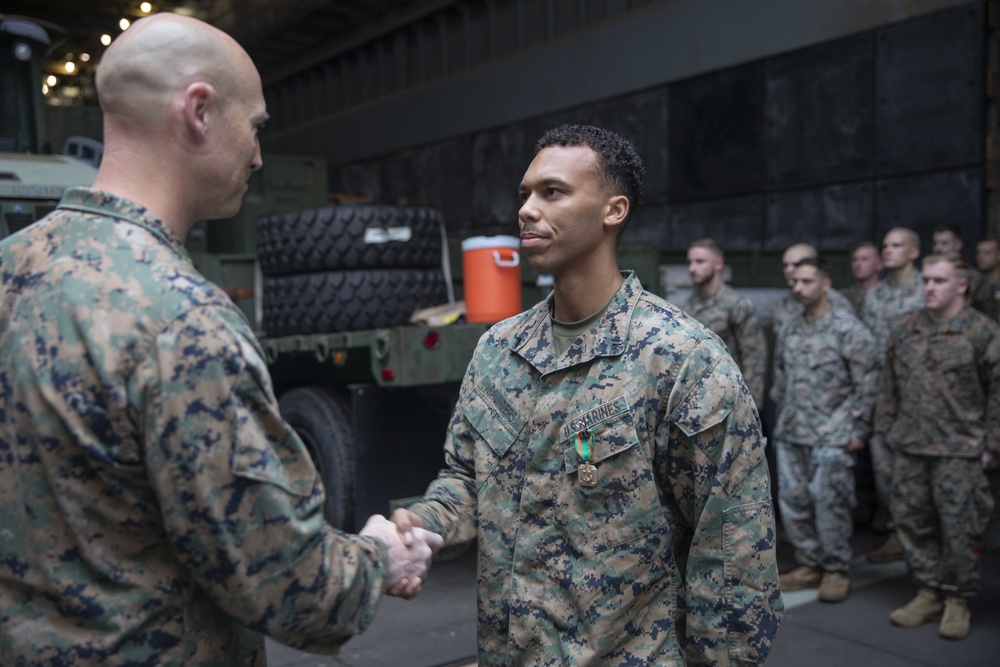 Combat Logistics Battalion 22 Navy and Marine Corps Achievement Medal Ceremony