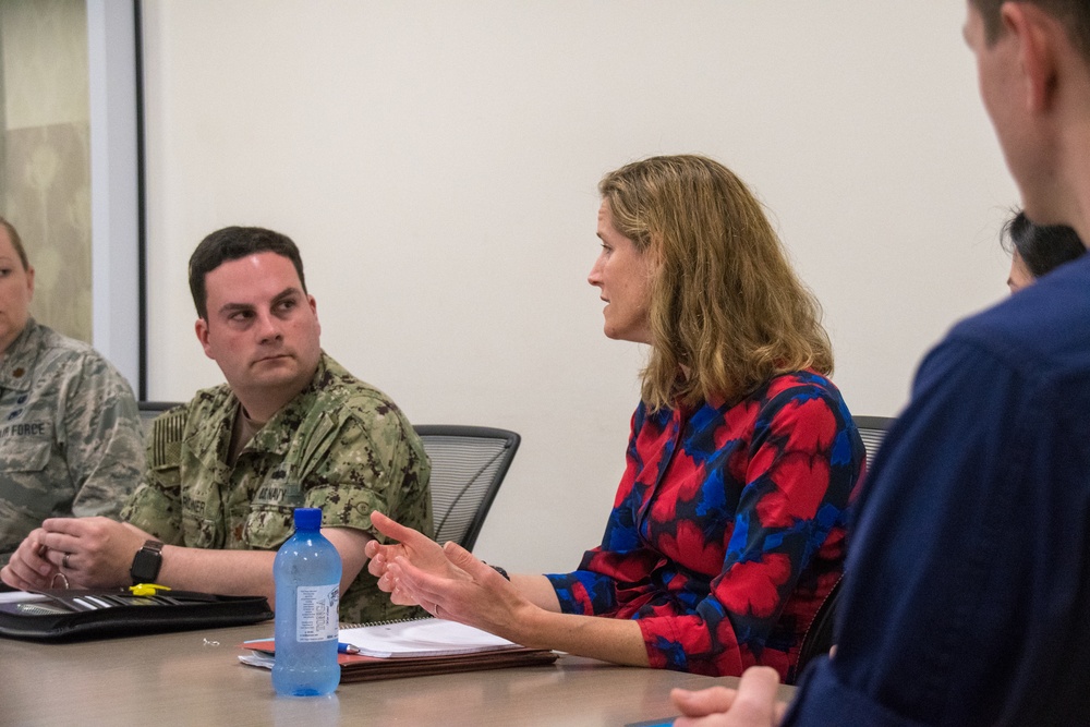 United States Navy and United States Coast Guard members visit the Australian High Commission in the Kingdom of Tonga for Maritime Security discussions